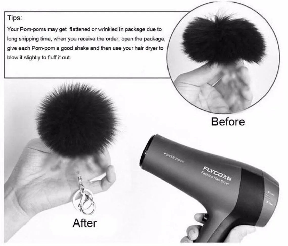 3 1/2 - 4 Inch Natural Genuine Fur Pom Pom Ball