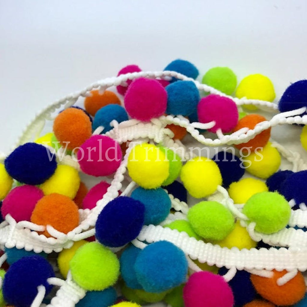 10 Yards Colorfuly Tiny Pom Trim With 17Mm Ball Mini Pompom Trim Lace Ribbon Clothing Accessories
