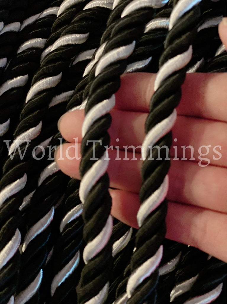 10Mm Satin Twist Cord Black/white Decoration Braided Shiny Choker Thread Twine String Rope Supplies