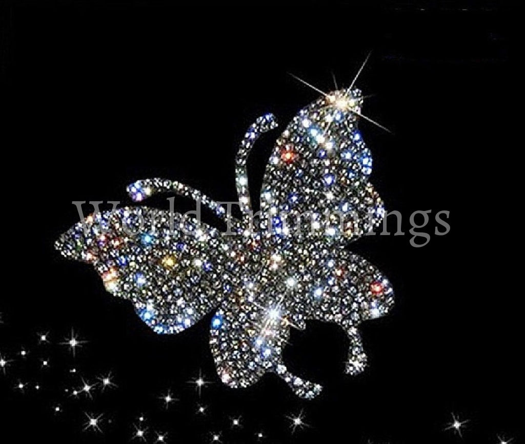 10Pcs Butterfly Shape Crystal Decal Emblem Decor Rhinestone Transfer Iron On Hot Fix Bling Motif For