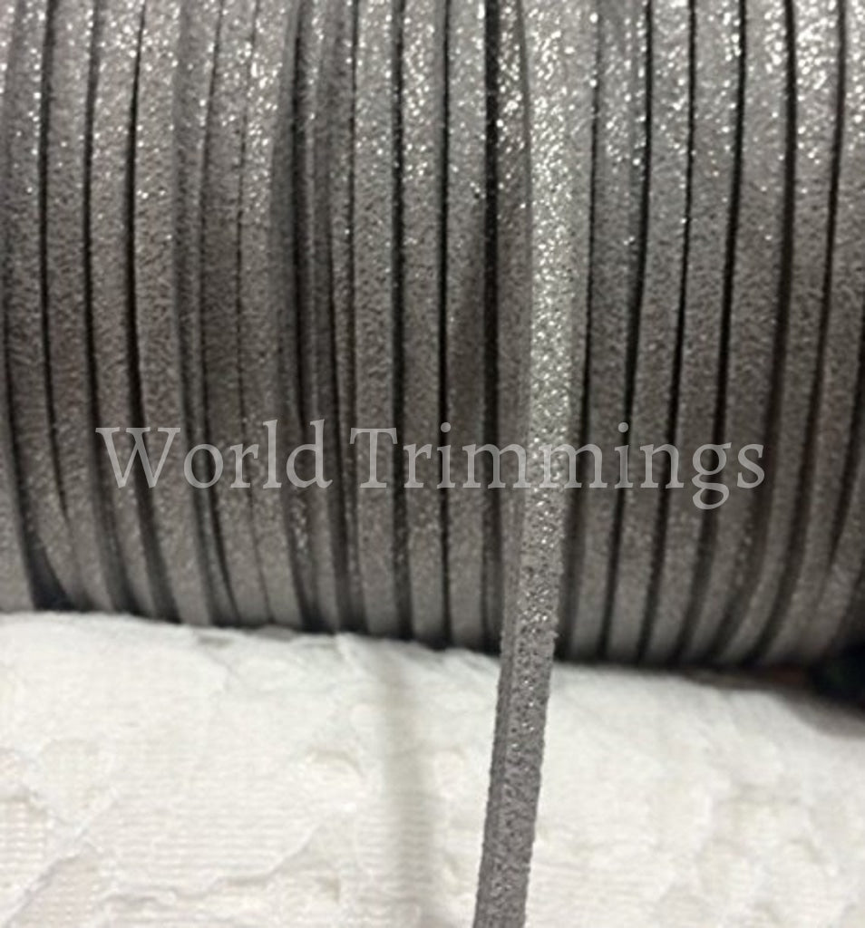 12 Yards Metallic Silver Faux Suede Leather Cord String Diy Supplies Lace Vegan Bracelet Cord 3Mm