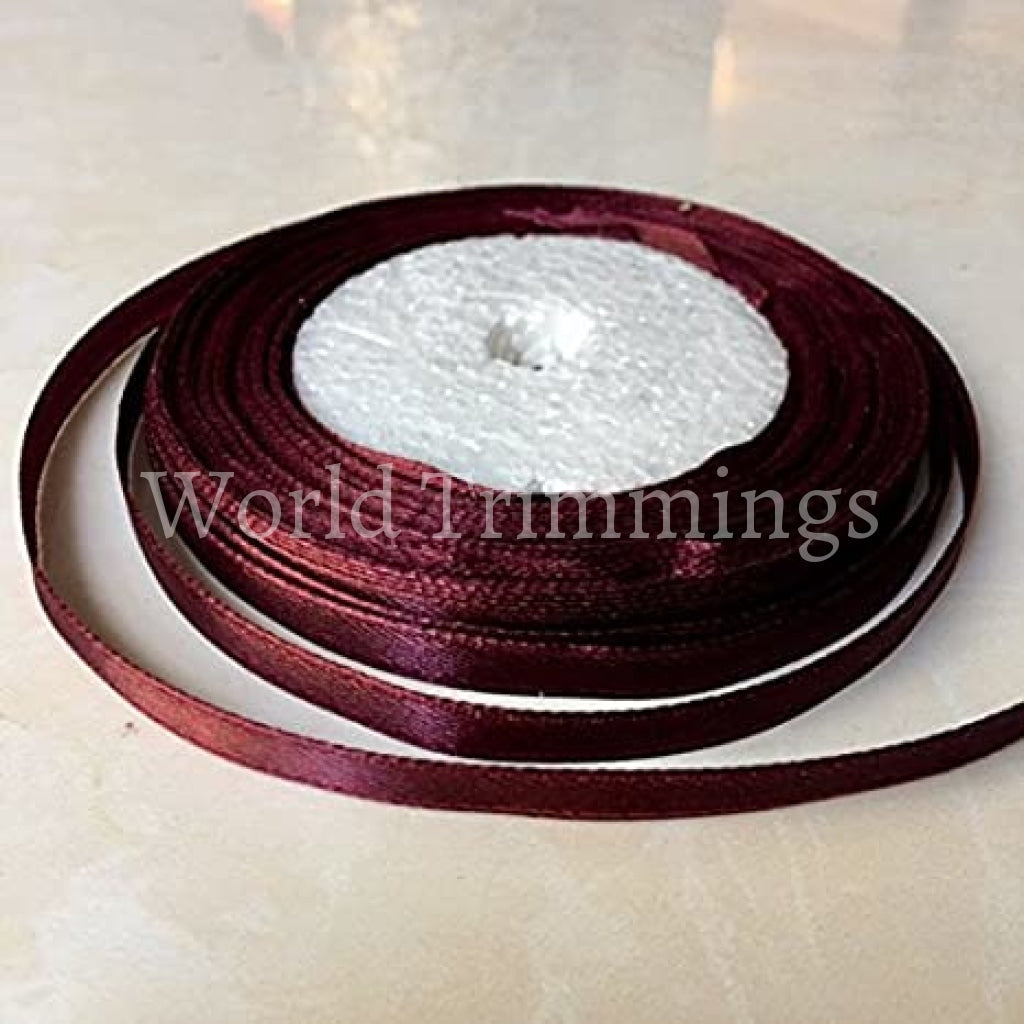 1/4 One Roll Single Face Satin Ribbon Price Per Roll/ 25 Yards Available In 22 Colors Burgundy Baby