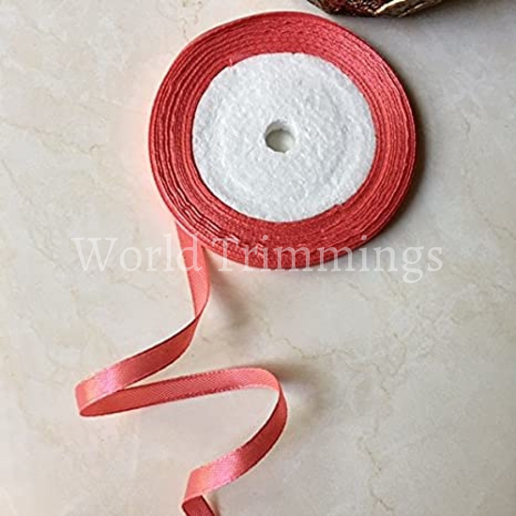 1/4 One Roll Single Face Satin Ribbon Price Per Roll/ 25 Yards Available In 22 Colors Coral Baby &