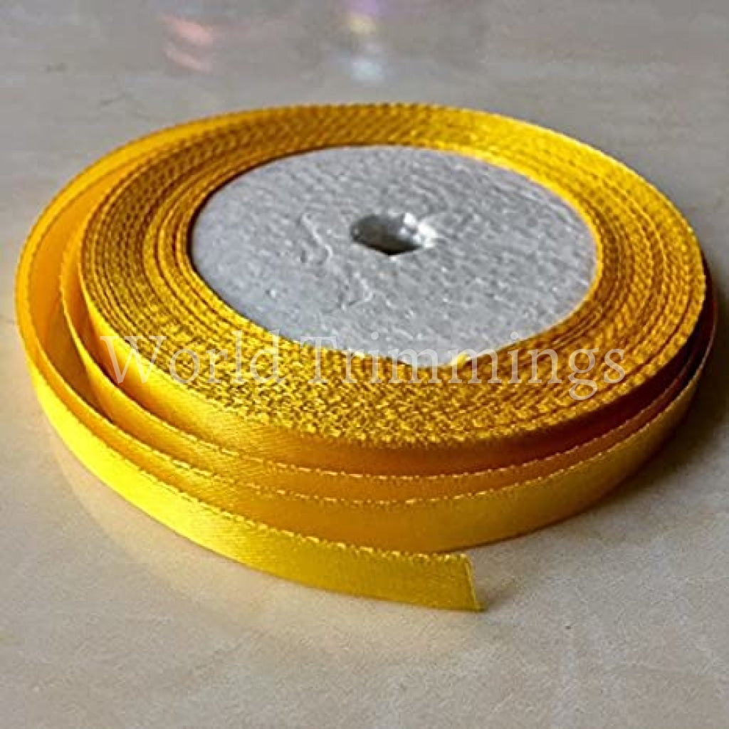1/4 One Roll Single Face Satin Ribbon Price Per Roll/ 25 Yards Available In 22 Colors Golden Yellow