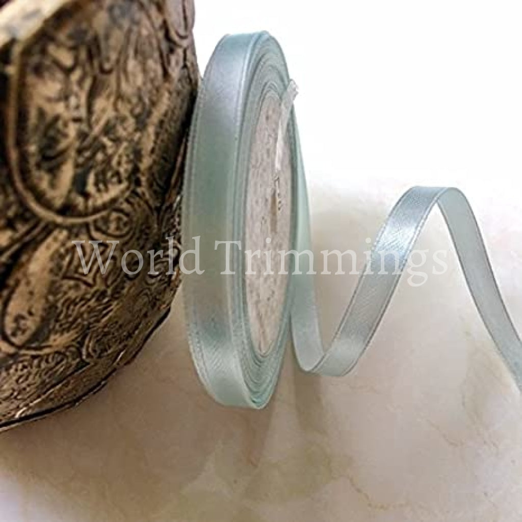 1/4 One Roll Single Face Satin Ribbon Price Per Roll/ 25 Yards Available In 22 Colors Ice Blue Baby
