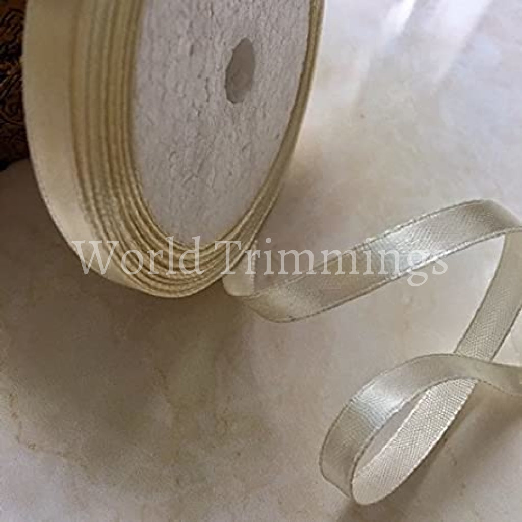 1/4 One Roll Single Face Satin Ribbon Price Per Roll/ 25 Yards Available In 22 Colors Ivory(Cream)
