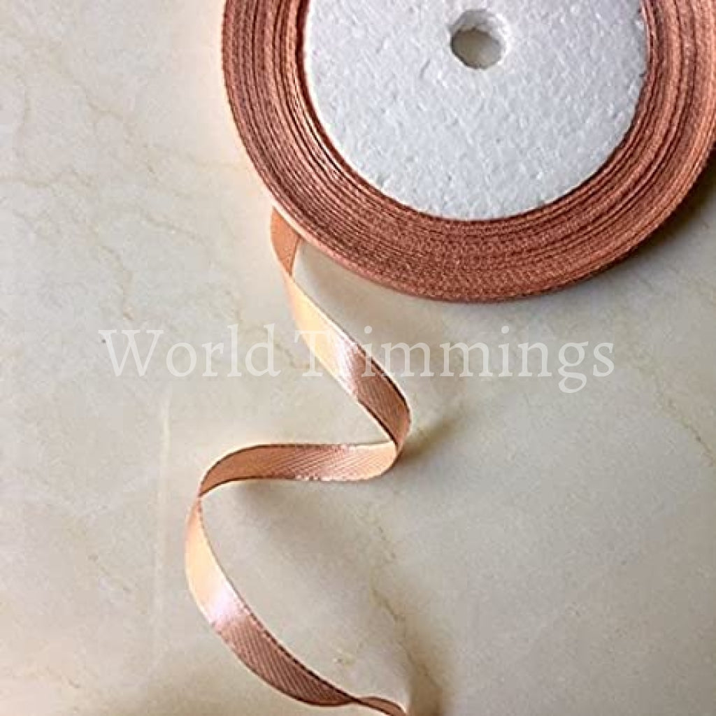 1/4 One Roll Single Face Satin Ribbon Price Per Roll/ 25 Yards Available In 22 Colors Lt Peach Baby