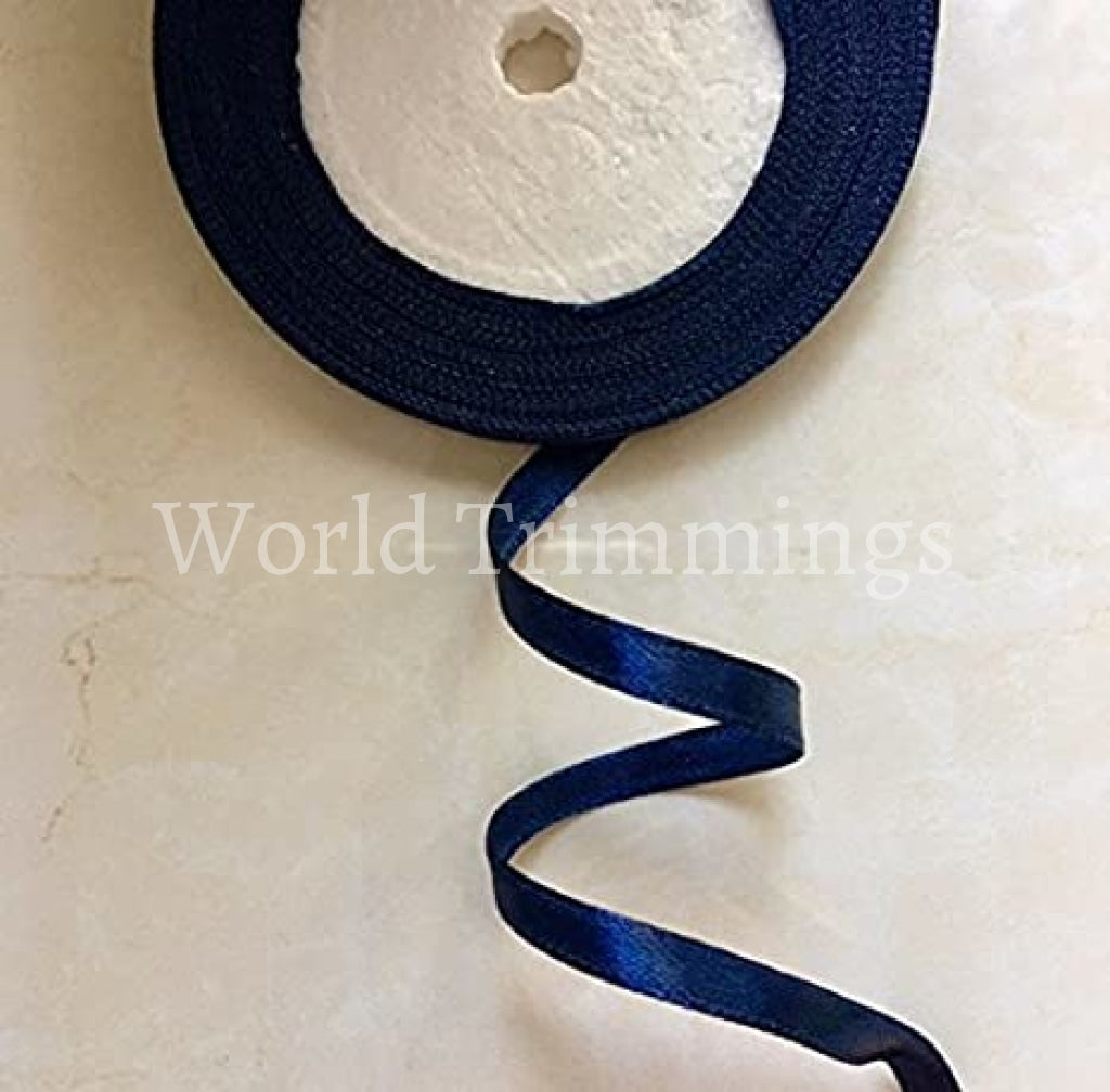 1/4 One Roll Single Face Satin Ribbon Price Per Roll/ 25 Yards Available In 22 Colors Navy Blue Baby