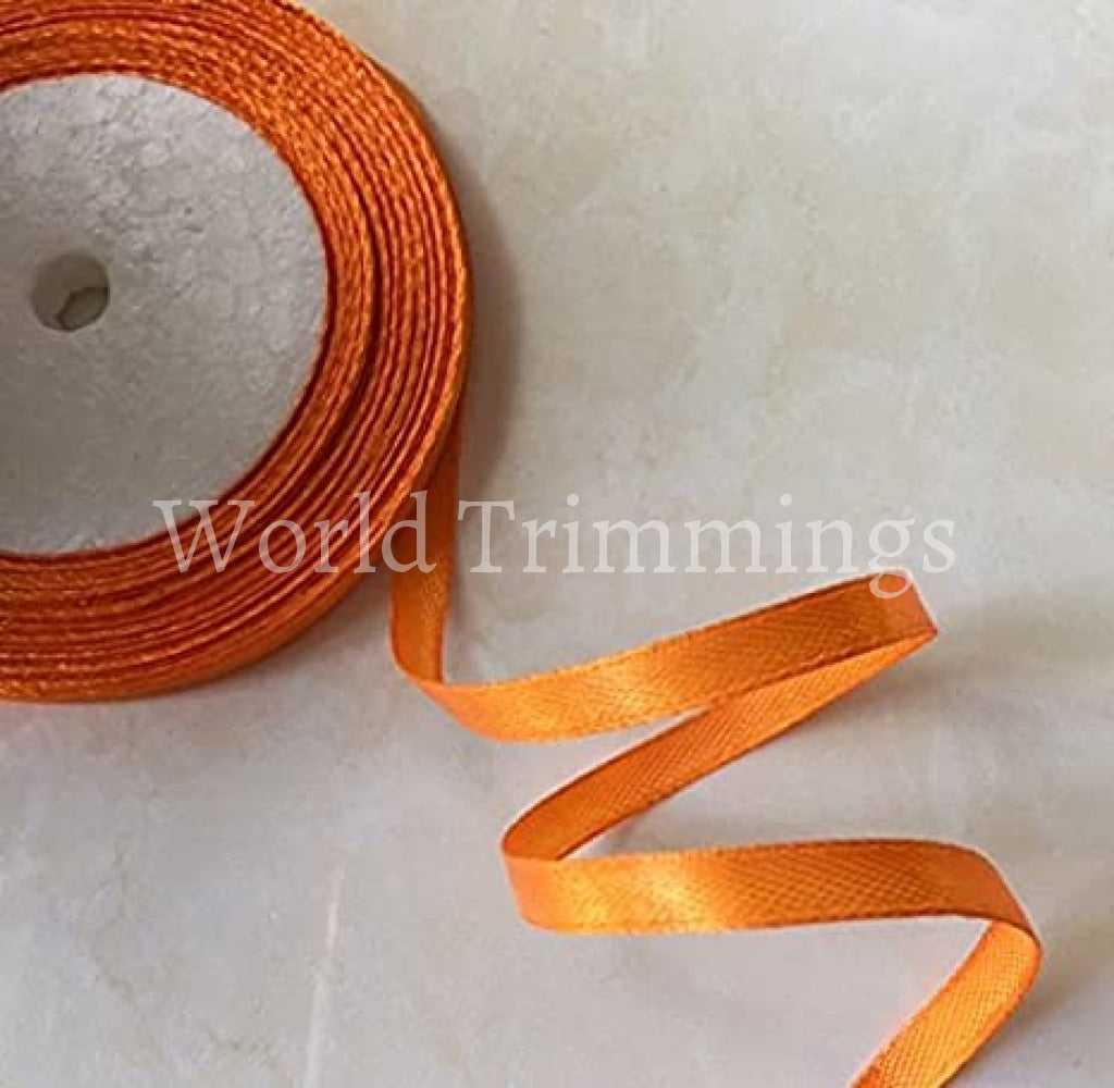 1/4 One Roll Single Face Satin Ribbon Price Per Roll/ 25 Yards Available In 22 Colors Orange Baby &