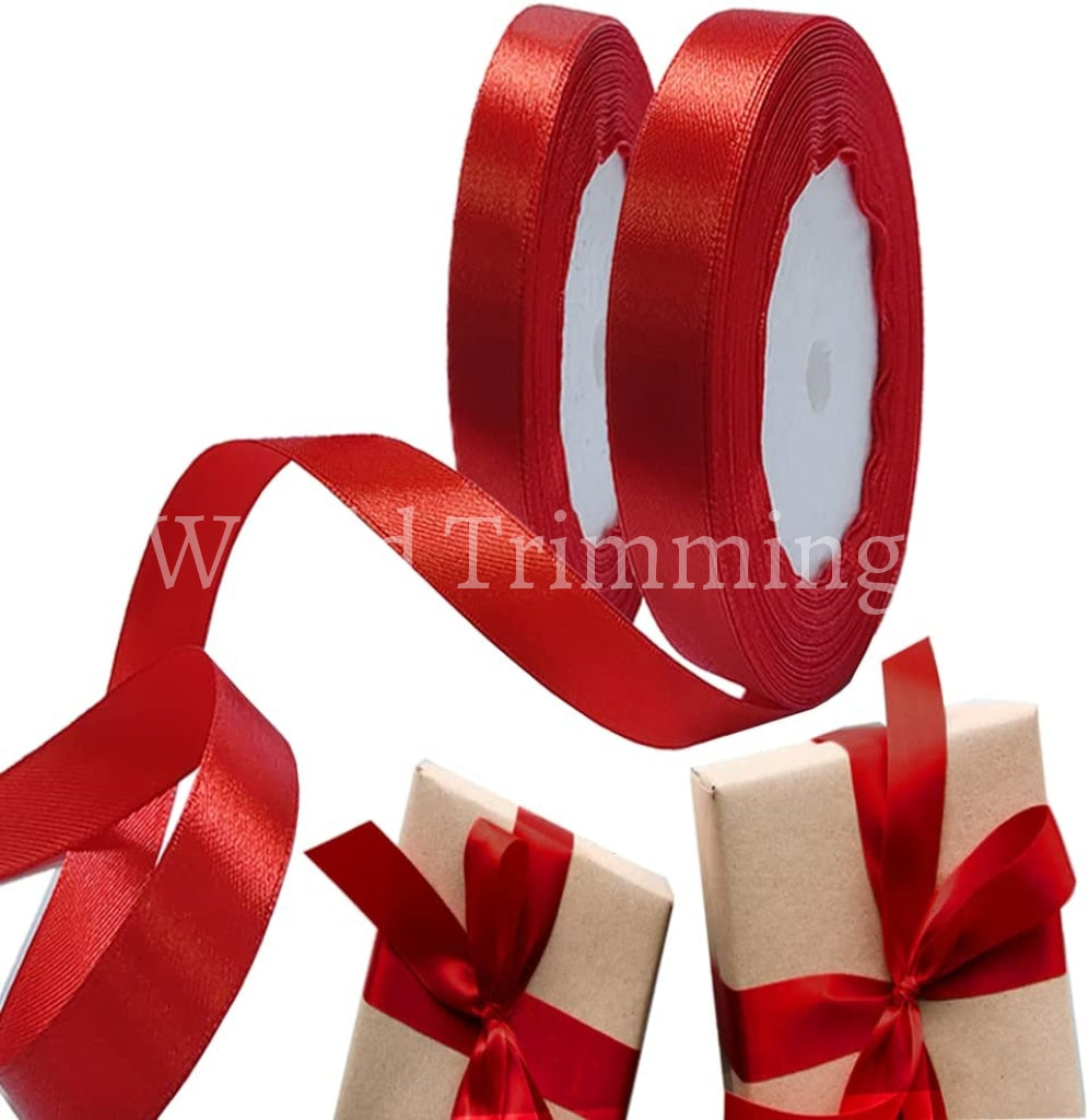 1/4 One Roll Single Face Satin Ribbon Price Per Roll/ 25 Yards Available In 22 Colors Red Baby &