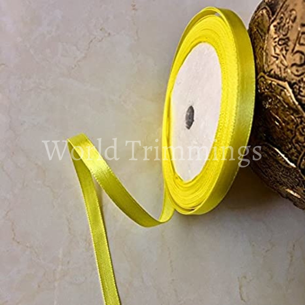 1/4 One Roll Single Face Satin Ribbon Price Per Roll/ 25 Yards Available In 22 Colors Yellow Baby &