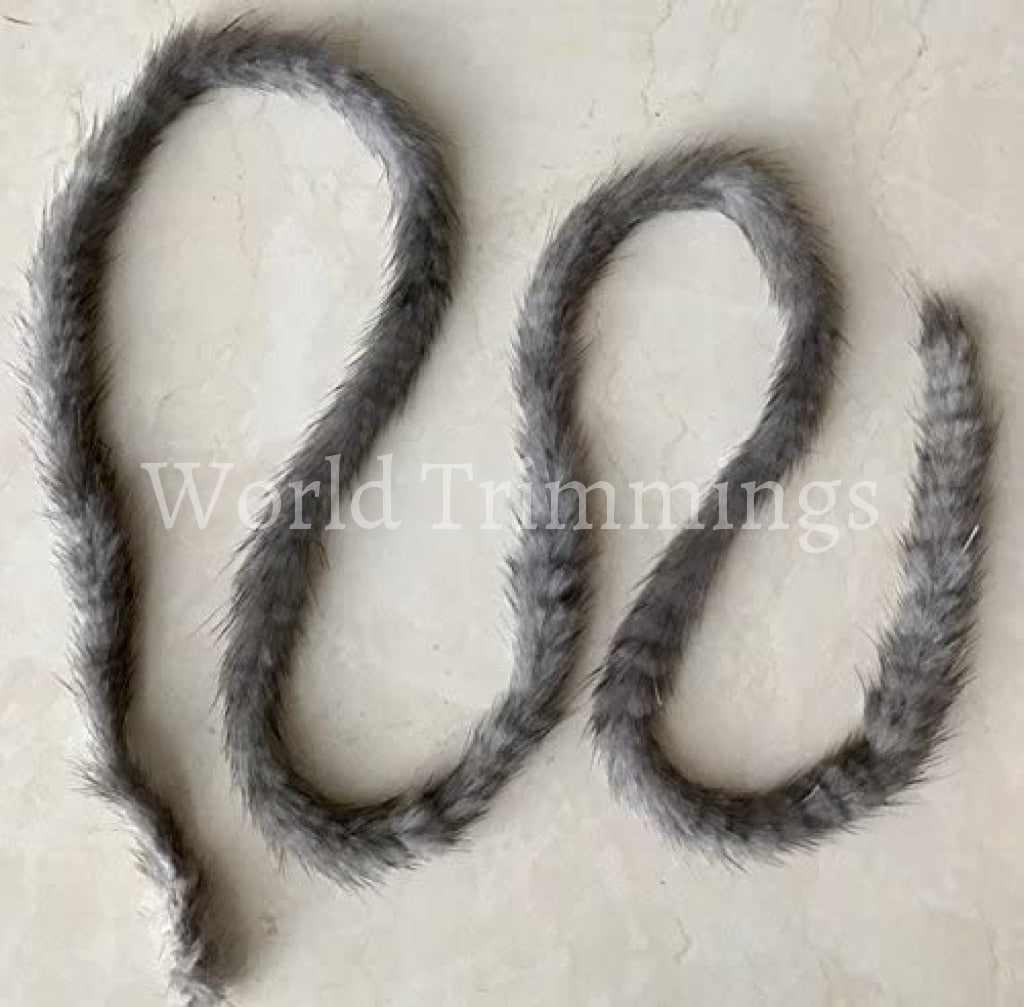 16Mm Wide Real Mink Fur Cord / Premium 1 Yard/each Piece(Gray) Costume Accessories