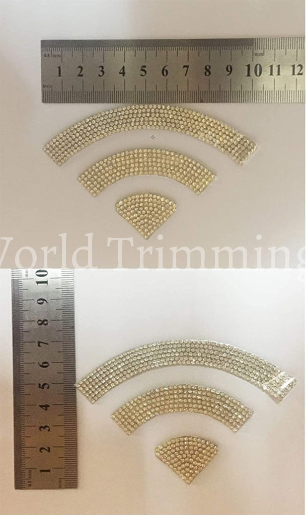 2 Pieces Wifi Logo Shape Crystal Decoration Rhinestone Transfer Iron On Bling Design Motif For Hat