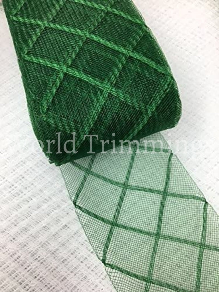 3 Inch Checkered Crinoline Horsehair For Hats & Fascinators Selling Per Roll/ 23 Yards Dark Green