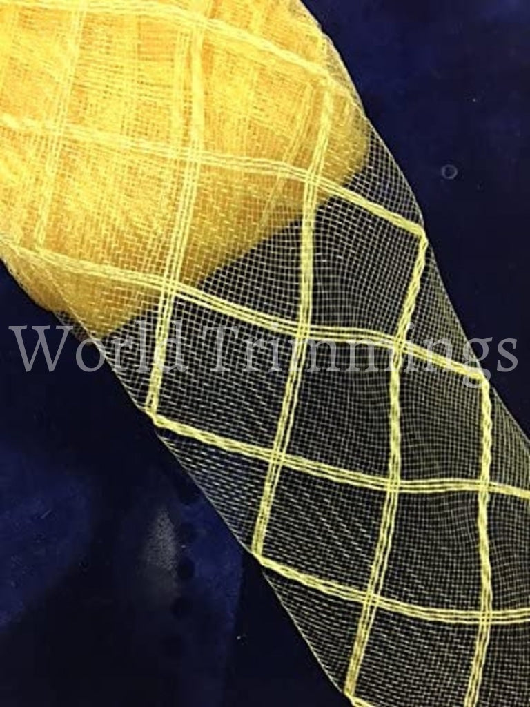 3 Inch Checkered Crinoline Horsehair For Hats & Fascinators Selling Per Roll/ 23 Yards Golden Yellow