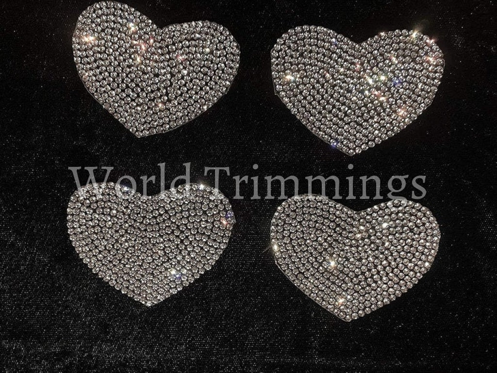 10 Pieces Heart Shape Iron on Patches Rhinestone Bling Heart Patches  Rhinestone Adhesive Applique Hearts Glitter Crystal Patches for Clothing  Jeans Shoes Bags Hats Repair Decoration