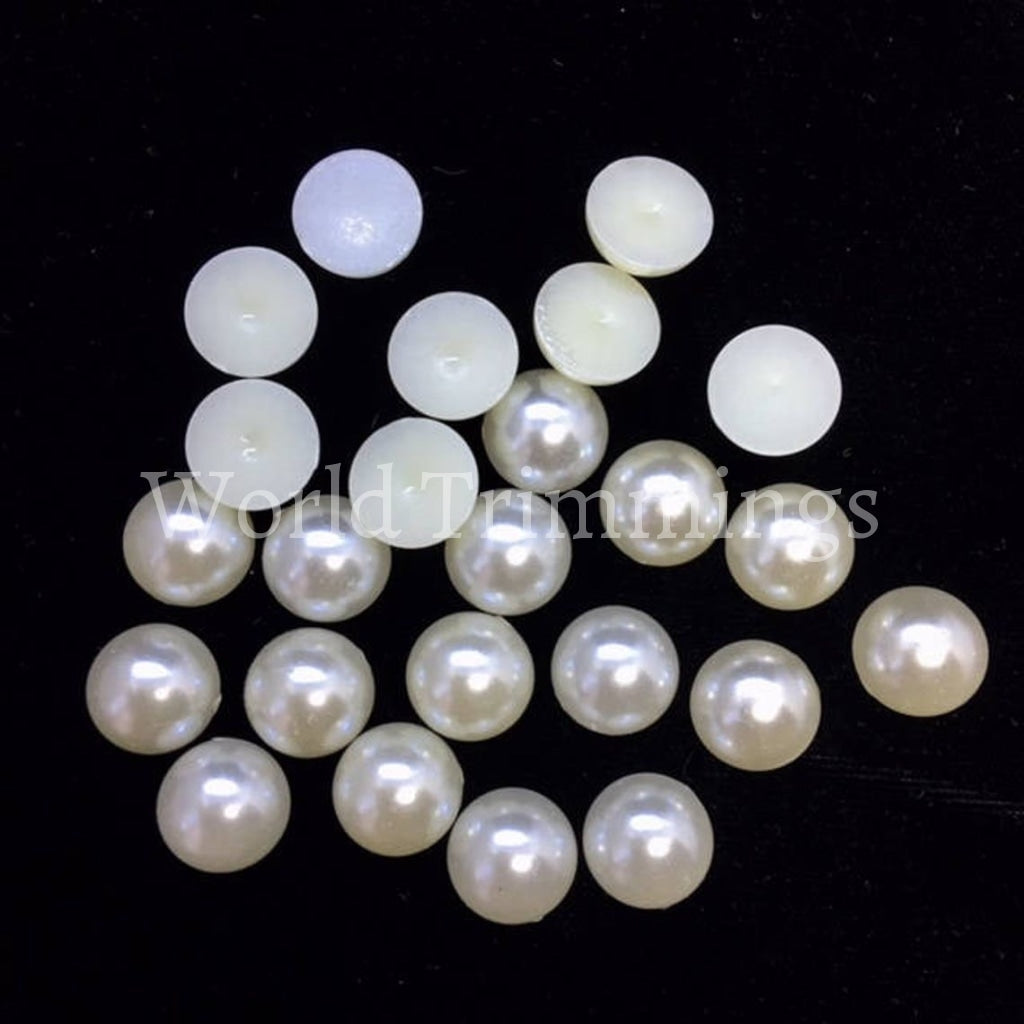 RITIKA CRAFT 8mm White Half Cut Round Moti Faux Pearls Flat Back Cabochons  Pearls for Crafts and Decoration (400 pcs) - ritikacraft