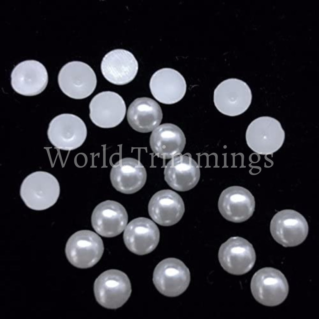 PriceLess Trims Flatback Pearls White 6mm
