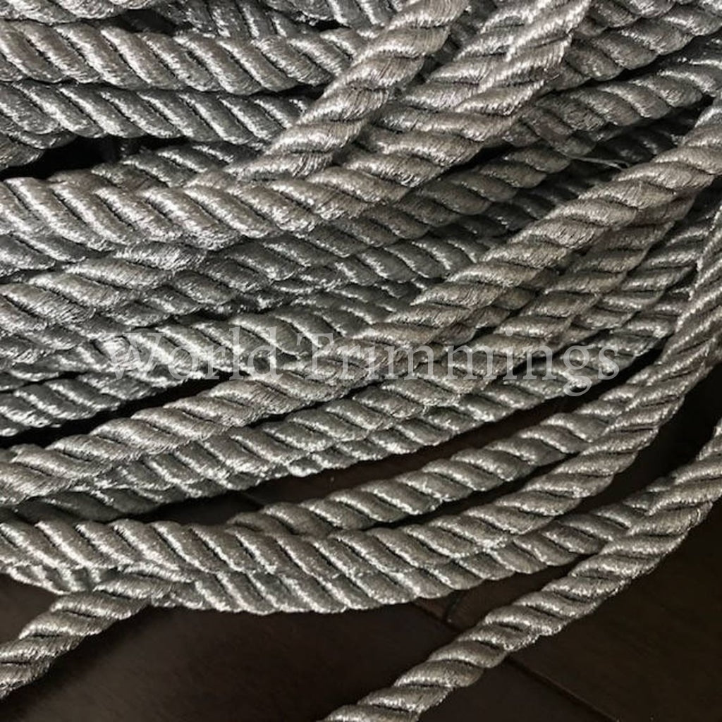 6Mm Metallic Silver Twist Cord Decoration Trim Braided Shiny Cord Choker Thread Twine String Rope