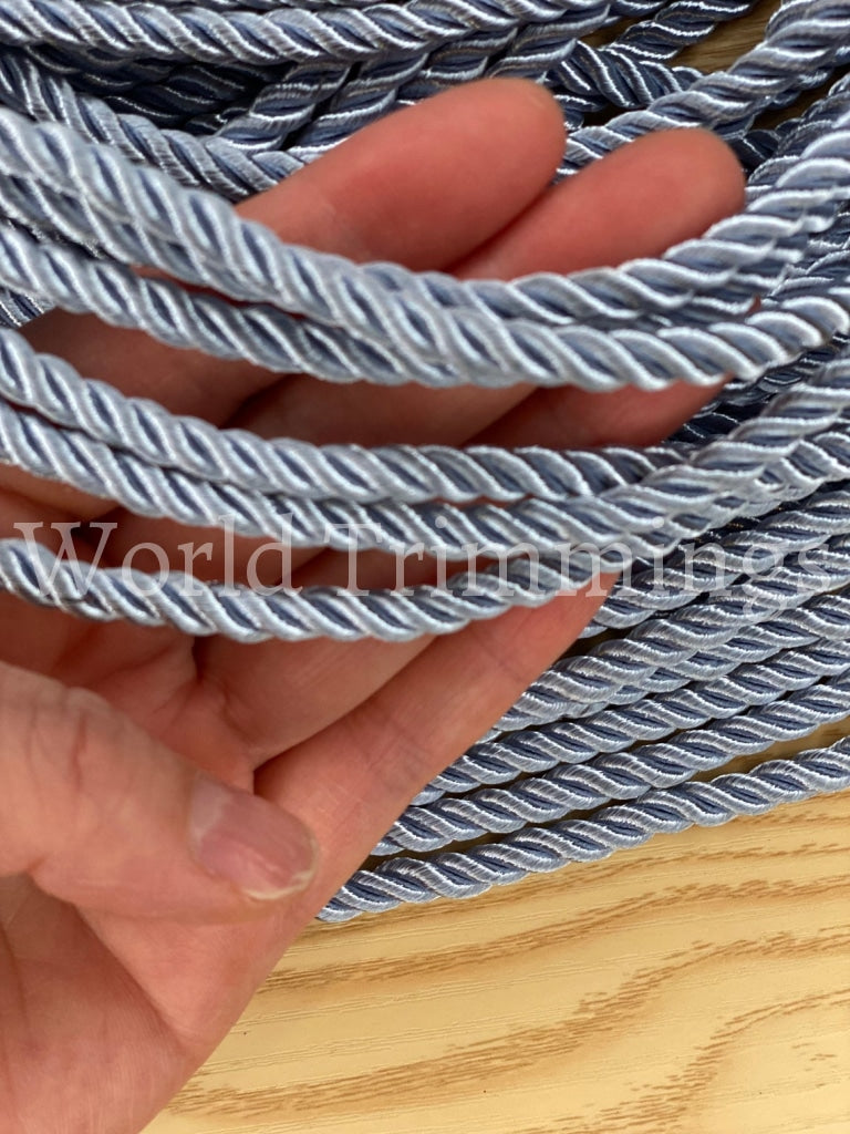 6Mm Satin Silver Blue Twist Cord Decoration Trim Braided Shiny Cord Choker Thread Twine String Rope