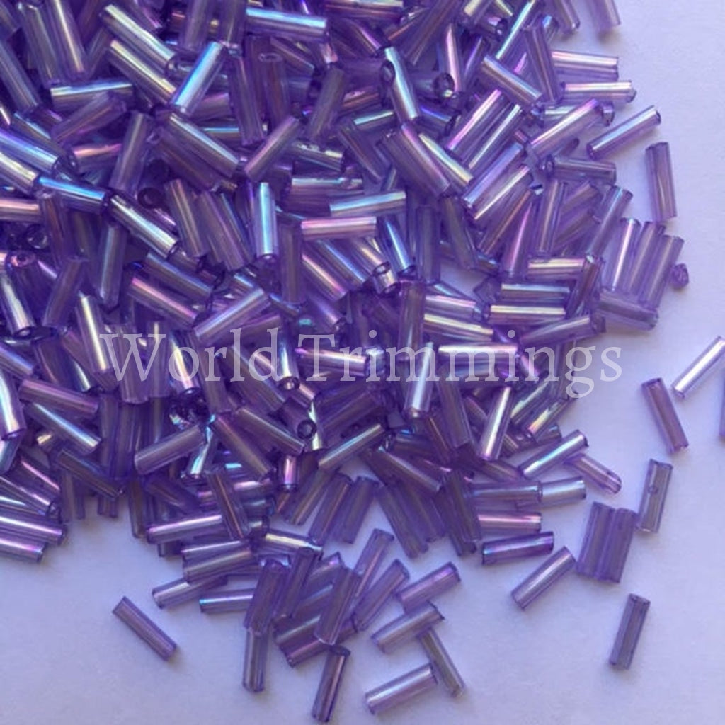 6mm Tube Bugle Beads in Lavender AB – World Trimmings