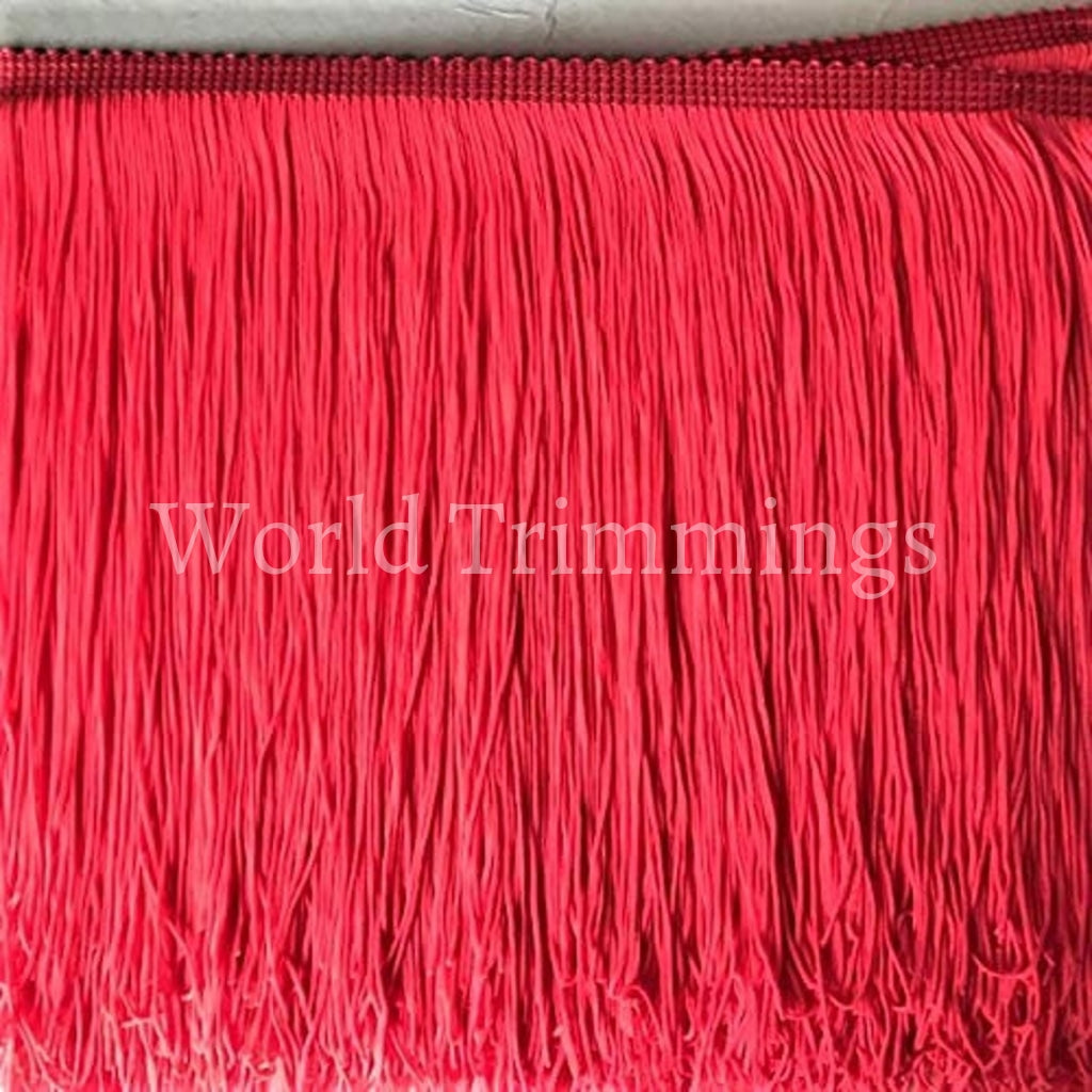 7 Inch Long Fringe Neon Coral Chainette Clothing Accessories
