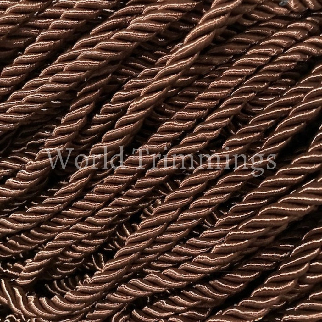 8Mm Satin Twist Cord Dark Brown Decoration Trim Braided Shiny Cord Choker Thread Twine String Rope