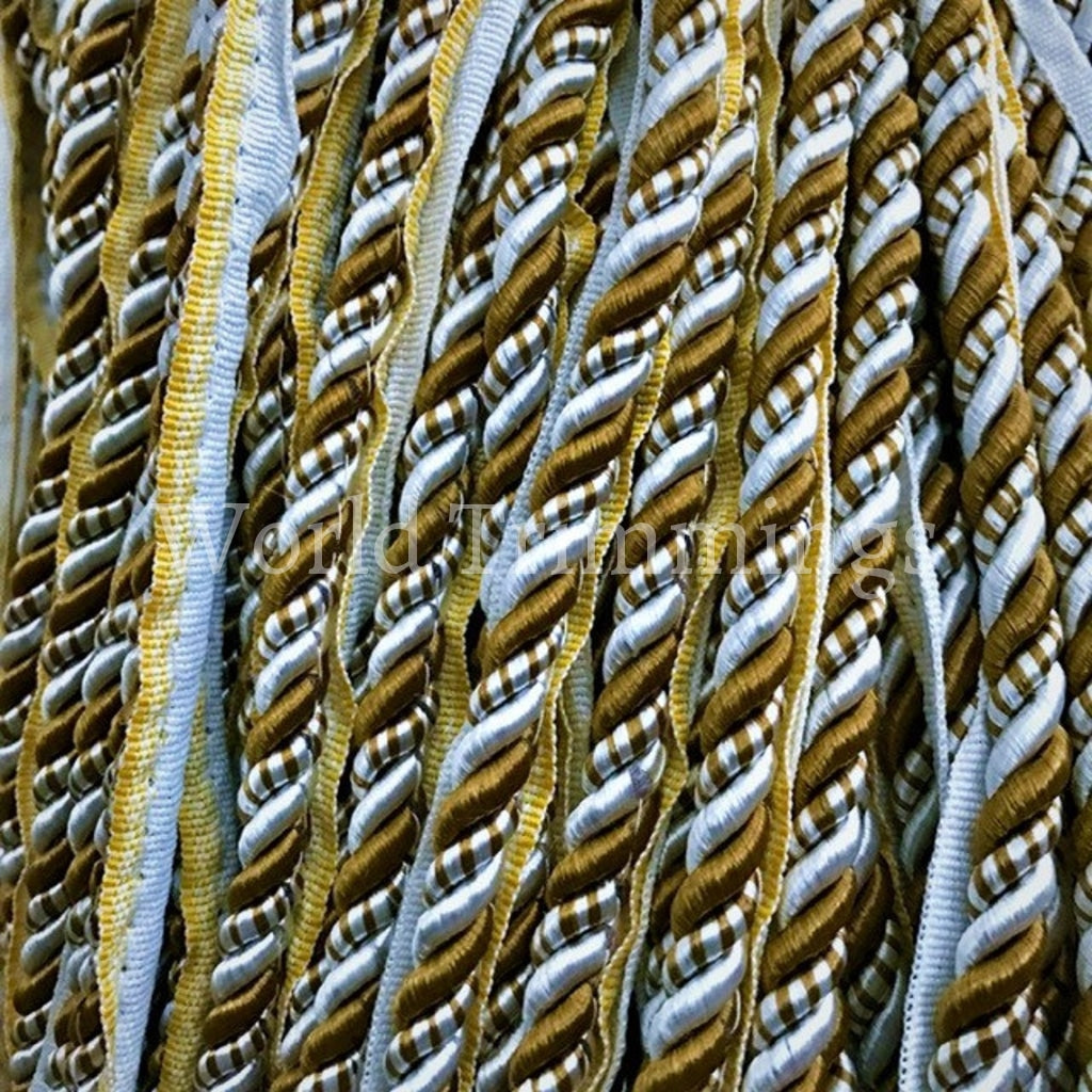 8Mm Satin Twist Piping Cord Brown/white Decoration Trim Braided Shiny Cord Choker Thread Twine