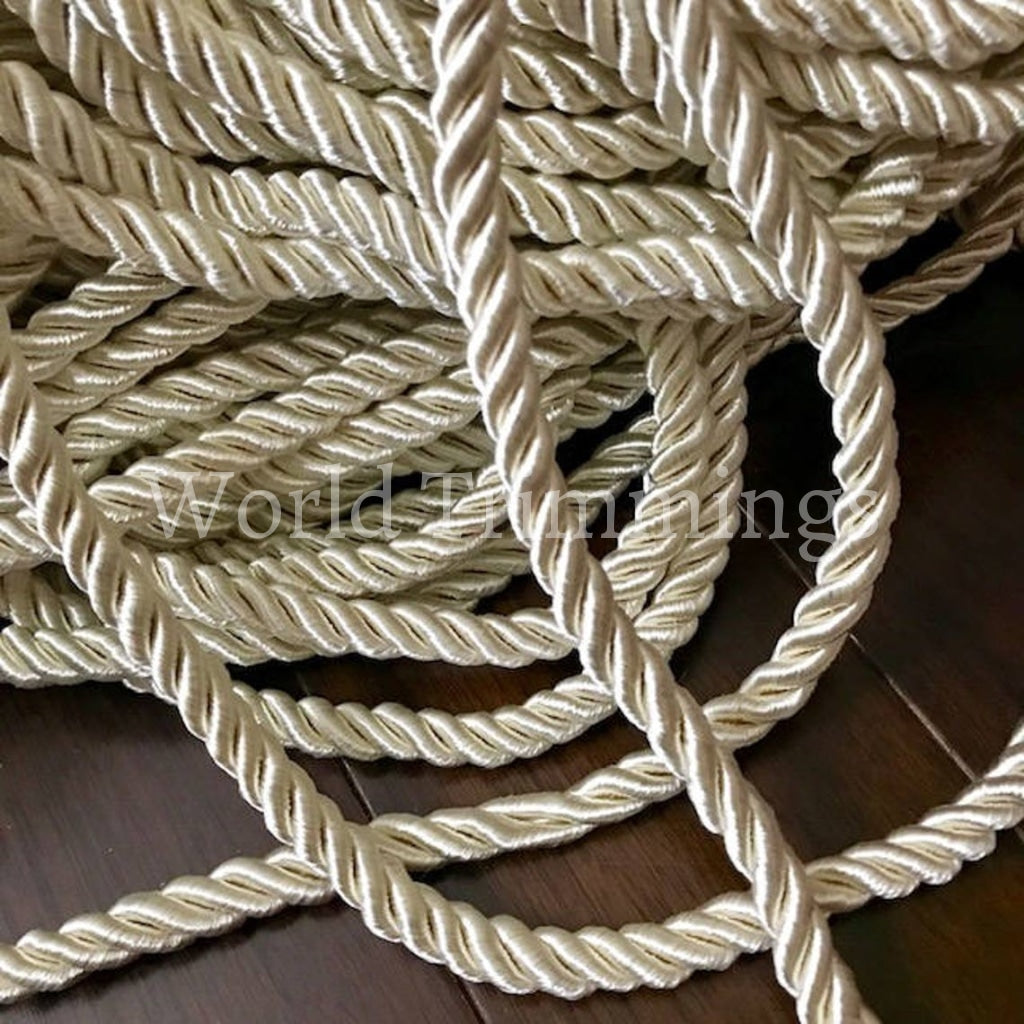 9 Mm Satin Twist Cord Ivory Decoration Trim (5Yards) Braided Shiny Cord Choker Thread Twine String