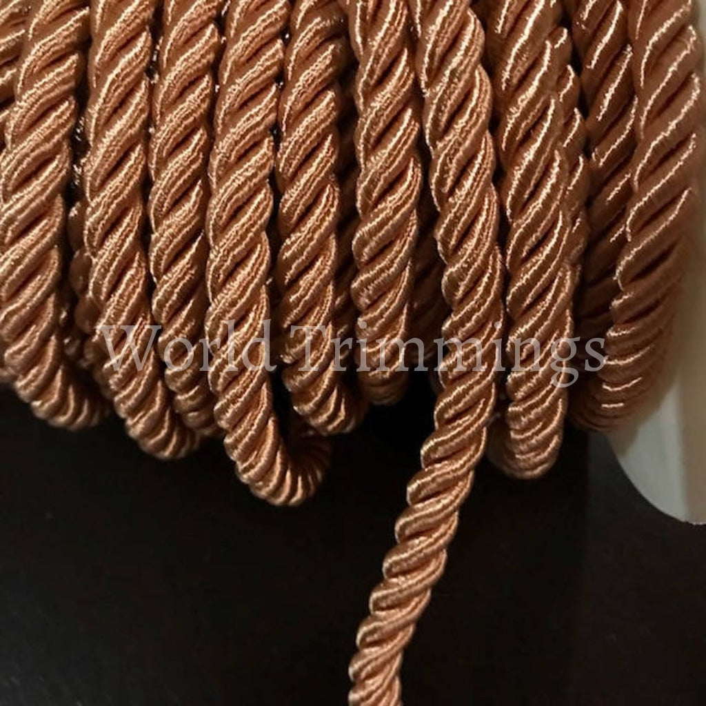 9 Mm Satin Twist Cord Middle Brown Decoration Trim (5Yards) Braided Shiny Cord Choker Thread Twine