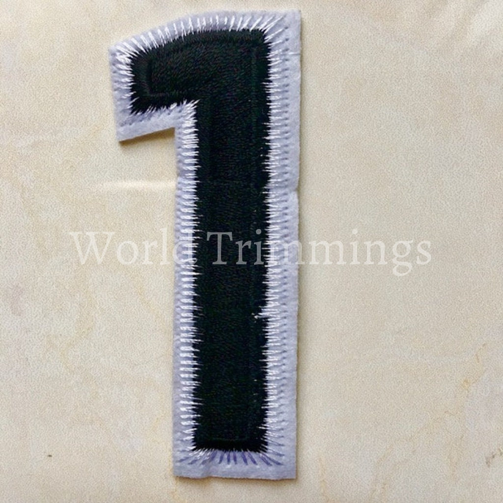 Black And White Embroidered Iron On Numbers Applique Patch Iron On Numerals For T-Shirt Or Coat