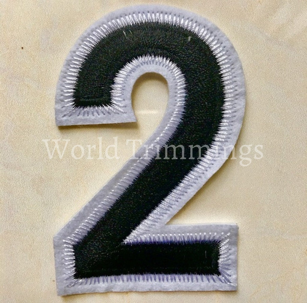 Black And White Embroidered Iron On Numbers Applique Patch Iron On Numerals For T-Shirt Or Coat