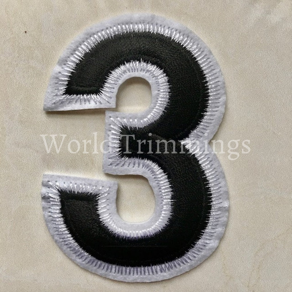 Black And White Embroidered Iron On Numbers Applique Patch Iron On Numerals For T-Shirt Or Coat