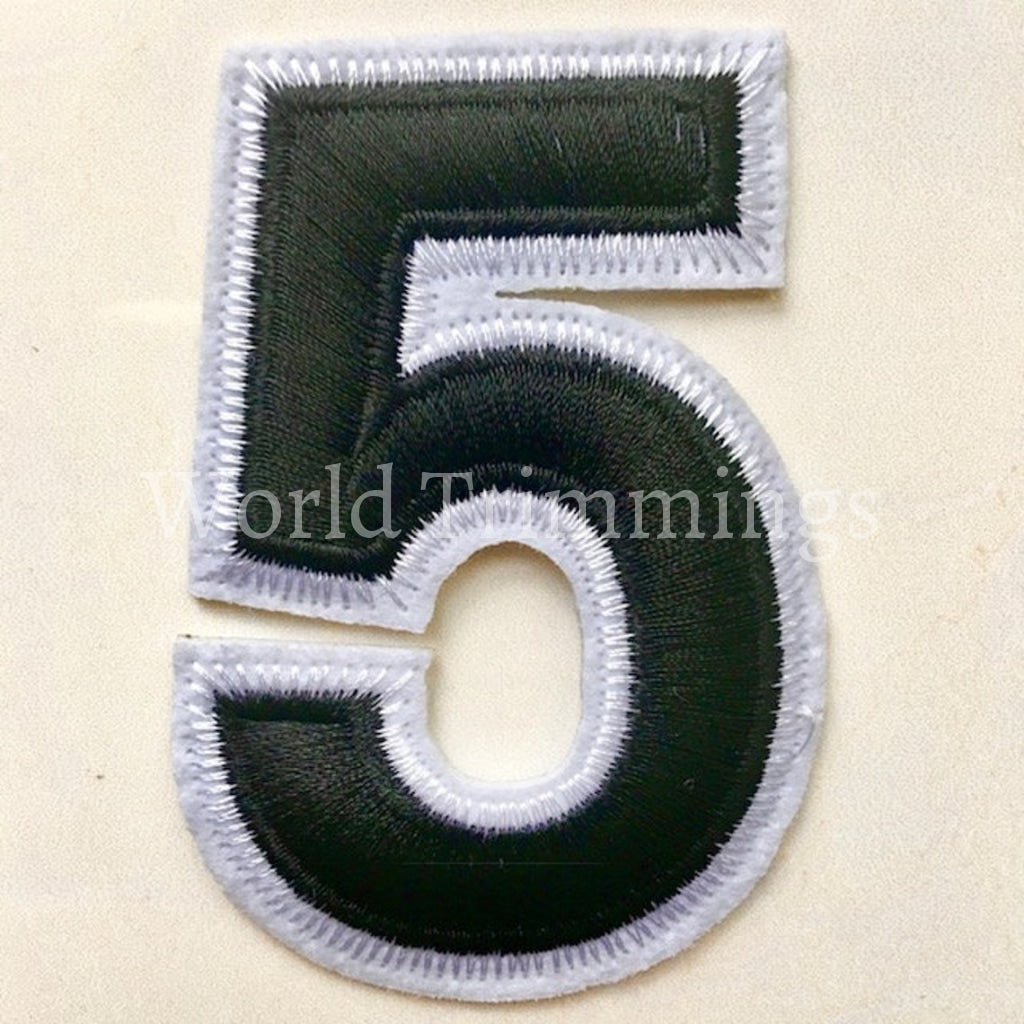 Black And White Embroidered Iron On Numbers Applique Patch Iron On Numerals For T-Shirt Or Coat