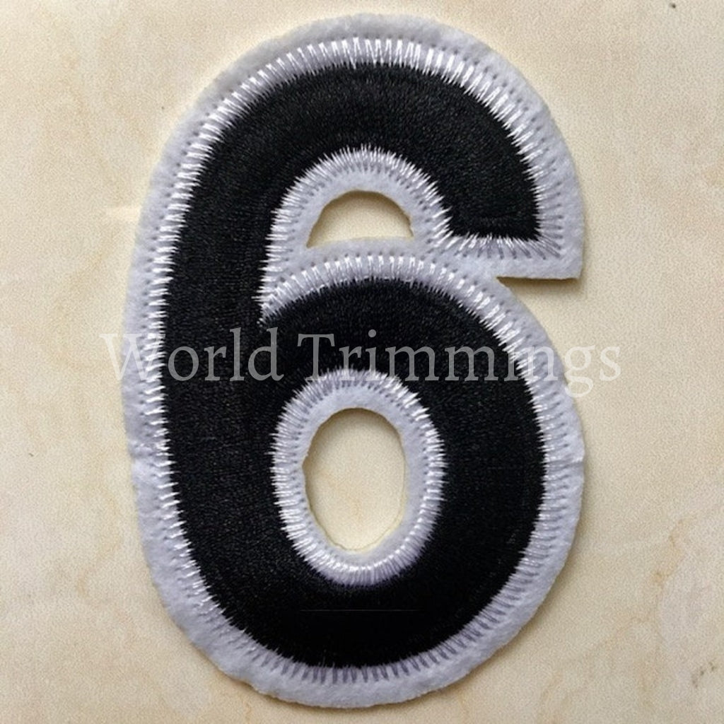 Black And White Embroidered Iron On Numbers Applique Patch Iron On Numerals For T-Shirt Or Coat