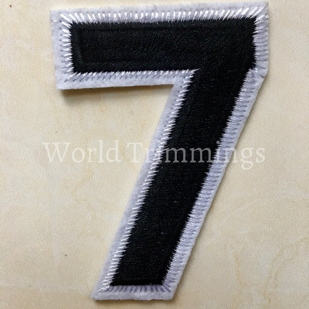 Black And White Embroidered Iron On Numbers Applique Patch Iron On Numerals For T-Shirt Or Coat