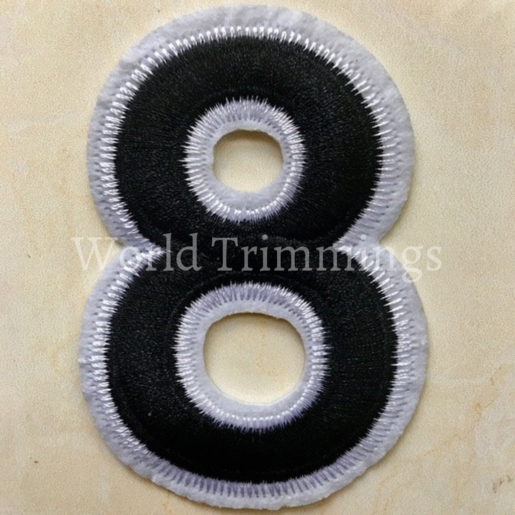 Black And White Embroidered Iron On Numbers Applique Patch Iron On Numerals For T-Shirt Or Coat