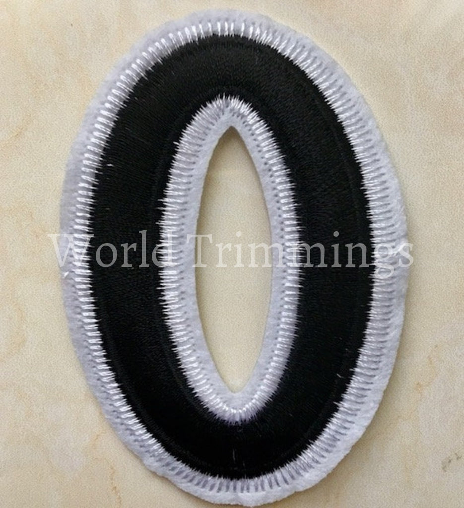 Black And White Embroidered Iron On Numbers Applique Patch Iron On Numerals For T-Shirt Or Coat