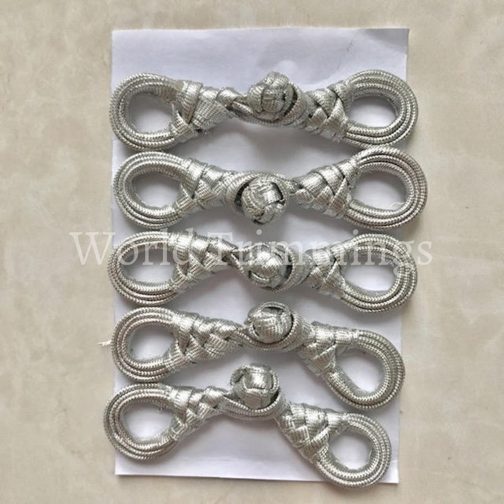 Chinese Knot Button Closures Color Metallic Gold Fancy Knots - Frog Buttons Silver Clothing