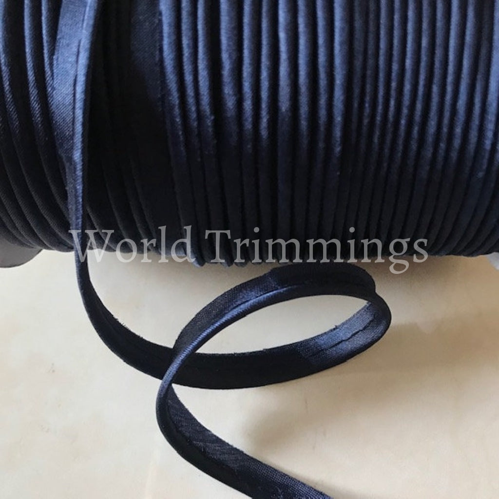 Cord-Edge -Piping Trim Satin -Lip Cord For Clothing Pillows Lamps Draperies 60 Yards Navy Blue Baby