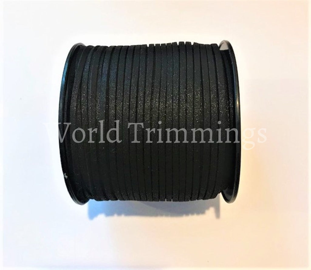 Faux Suede Leather Cord Black String Diy Supplies Lace Vegan Bracelet Cord 3Mm Price Per 12 Yards