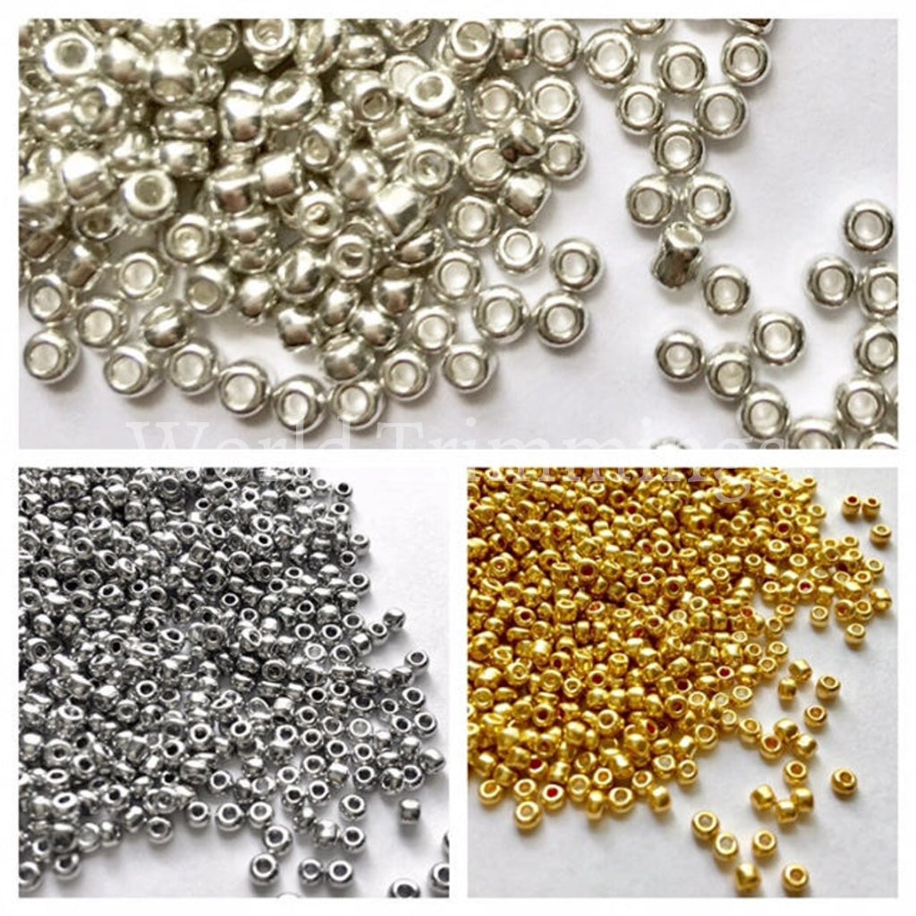 Metallic Seeds Beads Size 11/0 Loose Available In 3 Colors Price Per Bag/80 Grams Baby & Toddler