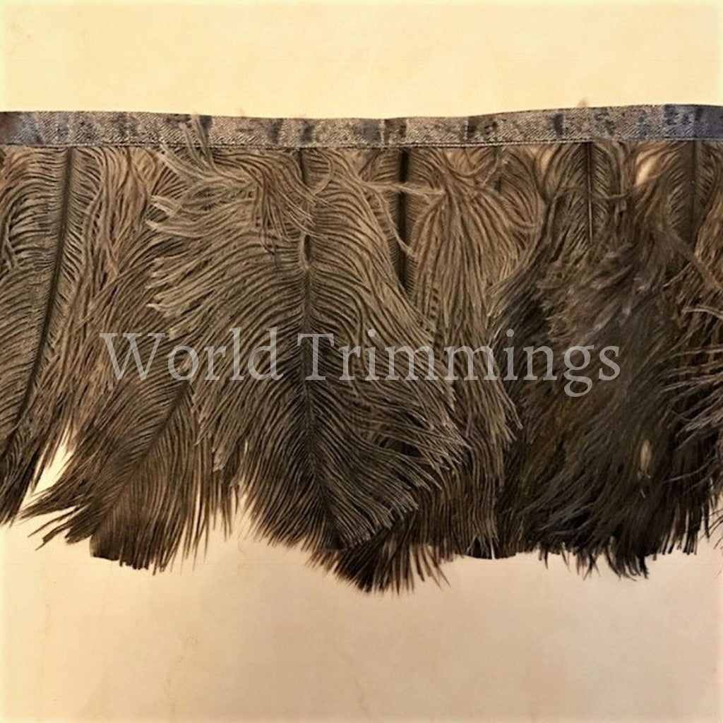 Ostrich Feather Trim 5 Long. Black Or Light Brown Colors Available Of Long Fringe - Sale! Only 8.00