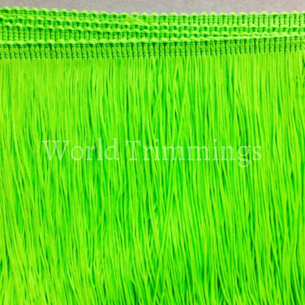 18 Inch Long Chainette Fringe Selling By Yard. Neon Green Clothing Accessories