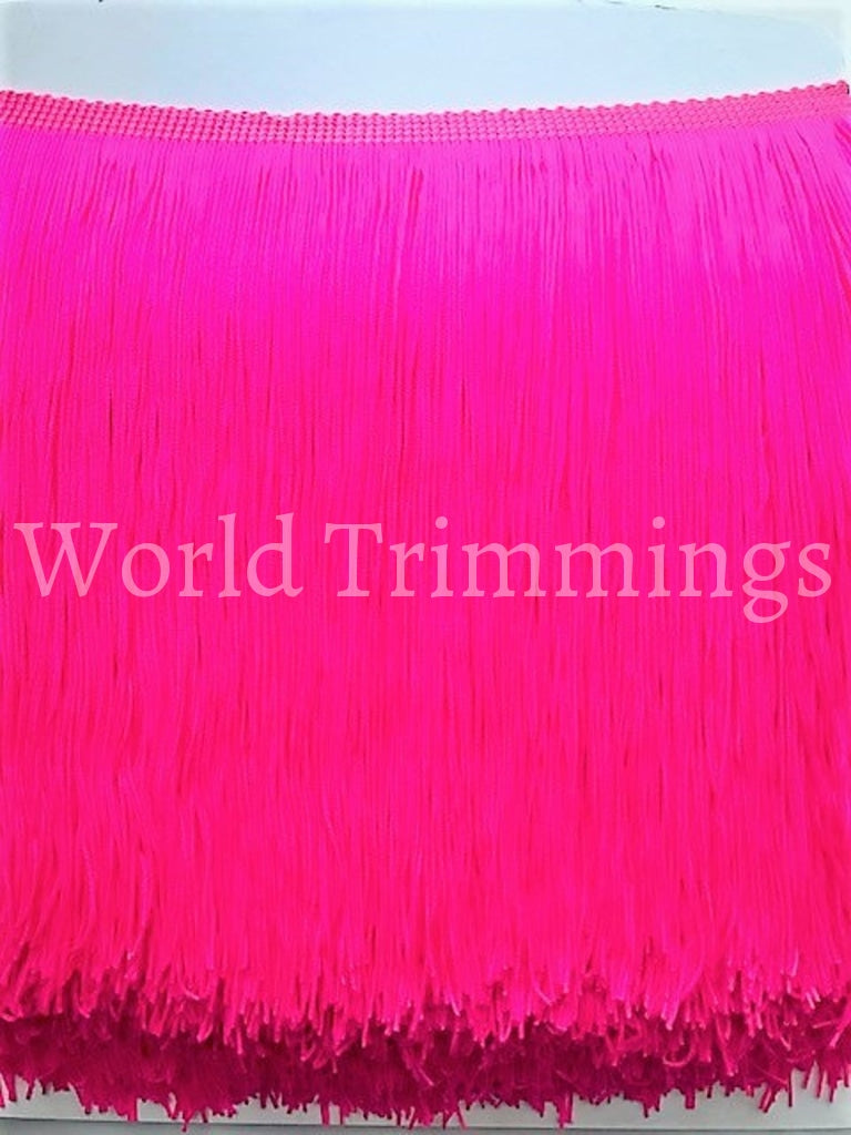 18 Inch Long Chainette Fringe Selling By Yard. Neon Hot Pink Clothing Accessories