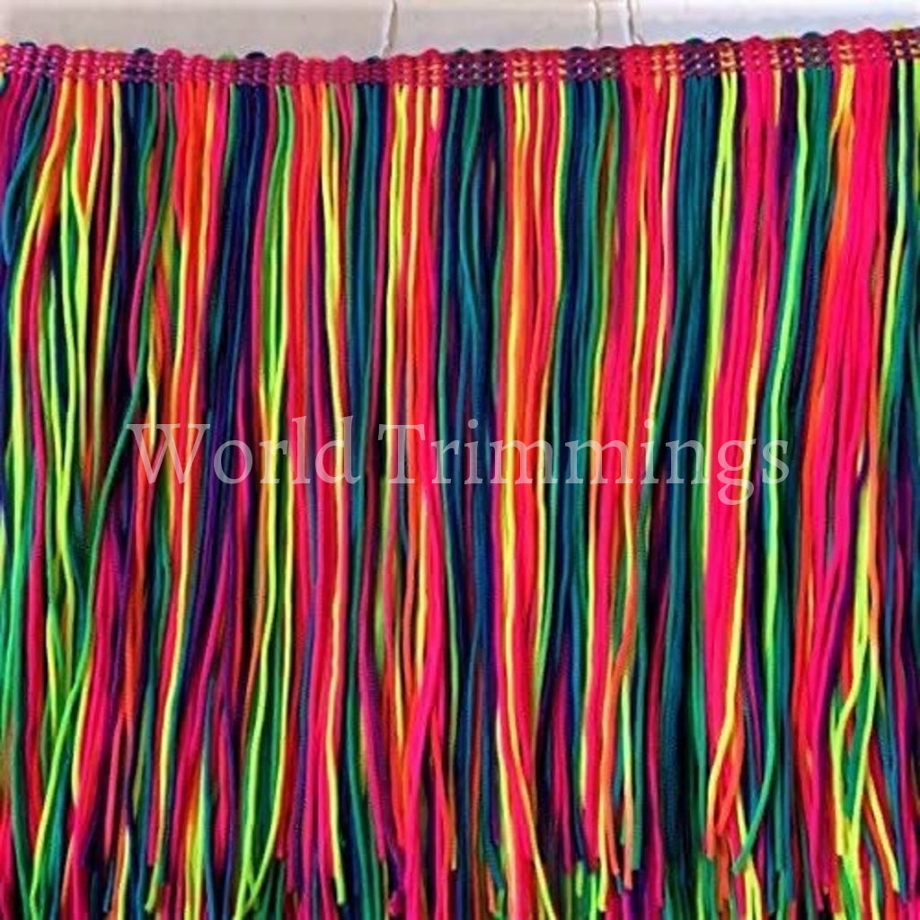 18 Inch Long Chainette Fringe Selling By Yard. Neon Rainbow Clothing Accessories