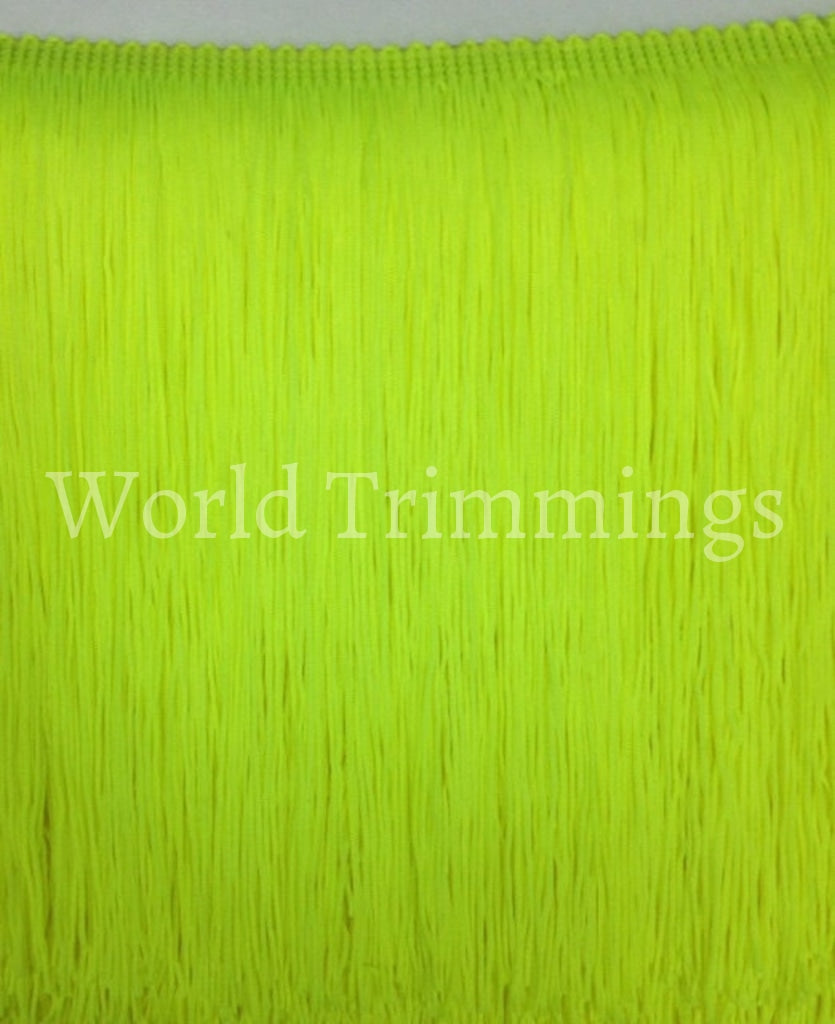 18 Inch Long Chainette Fringe Selling By Yard. Neon Yellow Clothing Accessories