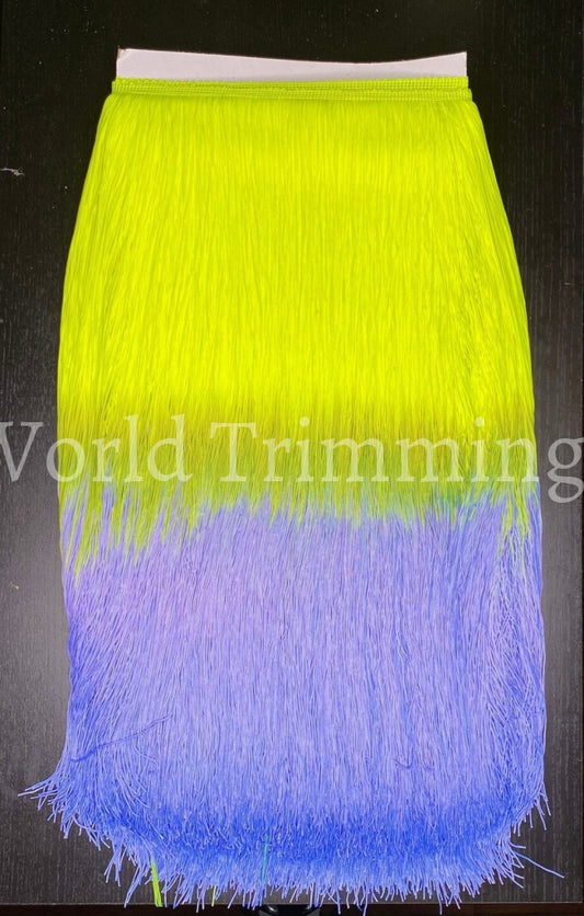 18 Inch Long Chainette Fringe Selling By Yard. Neon Yellow/lavender Clothing Accessories