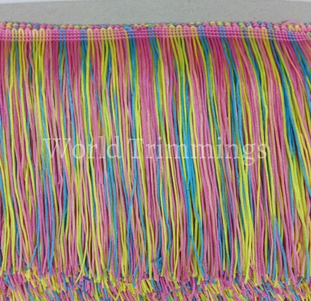 8 inch (20cm) Chainette Fringe Trim #Cf08,, Rose Pink #07 (Rose Pink) 5 Yards (15 ft/4.5m)