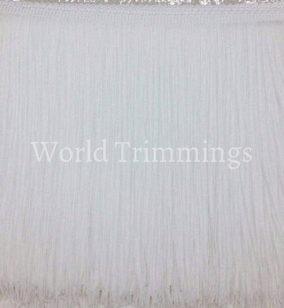 18 Inch Long Chainette Fringe Selling By Yard. White Clothing Accessories